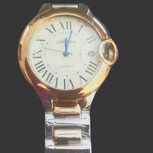 Rose gold and silver stainless oversized watch